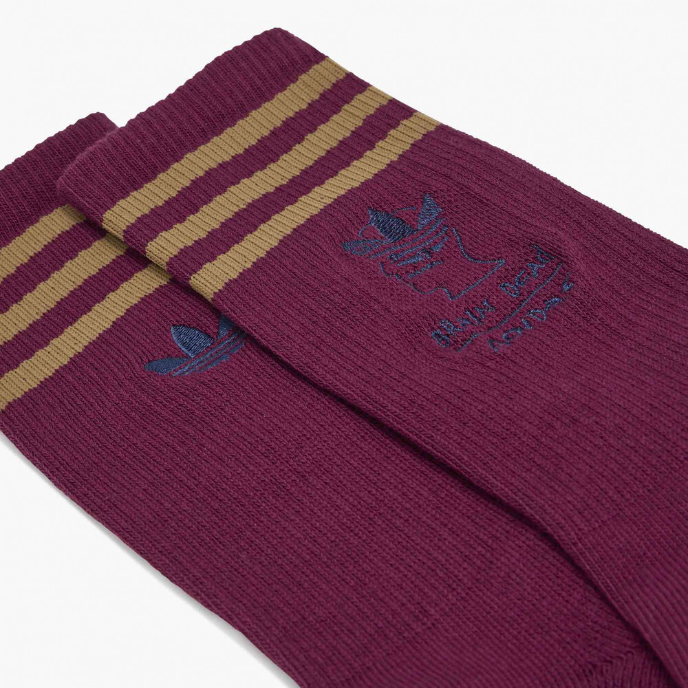 【 adidas x BRAIN DEAD CREW SOCKS 長襪 - 酒紅 】
