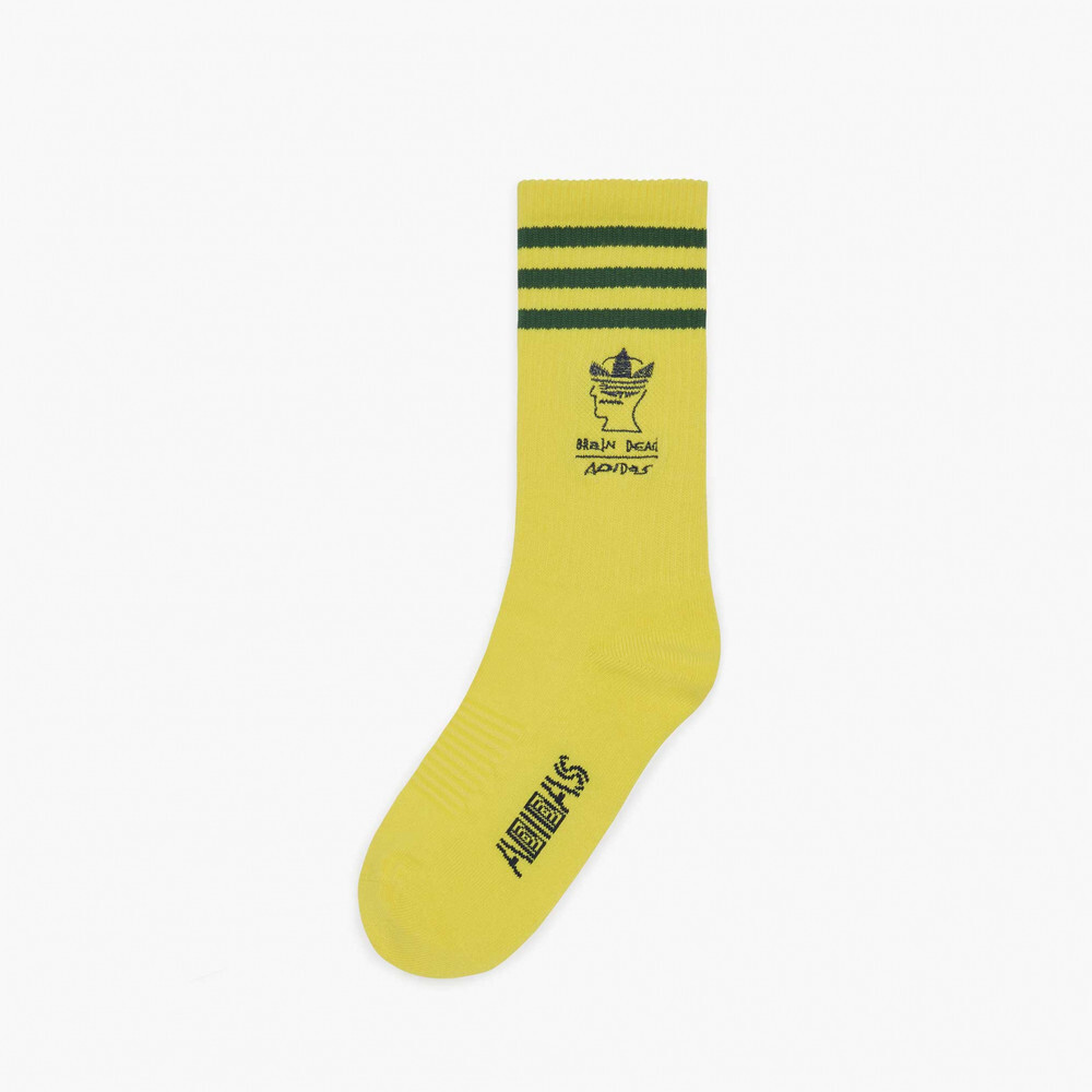 【 adidas x BRAIN DEAD CREW SOCKS 長襪 - 亮黃 】