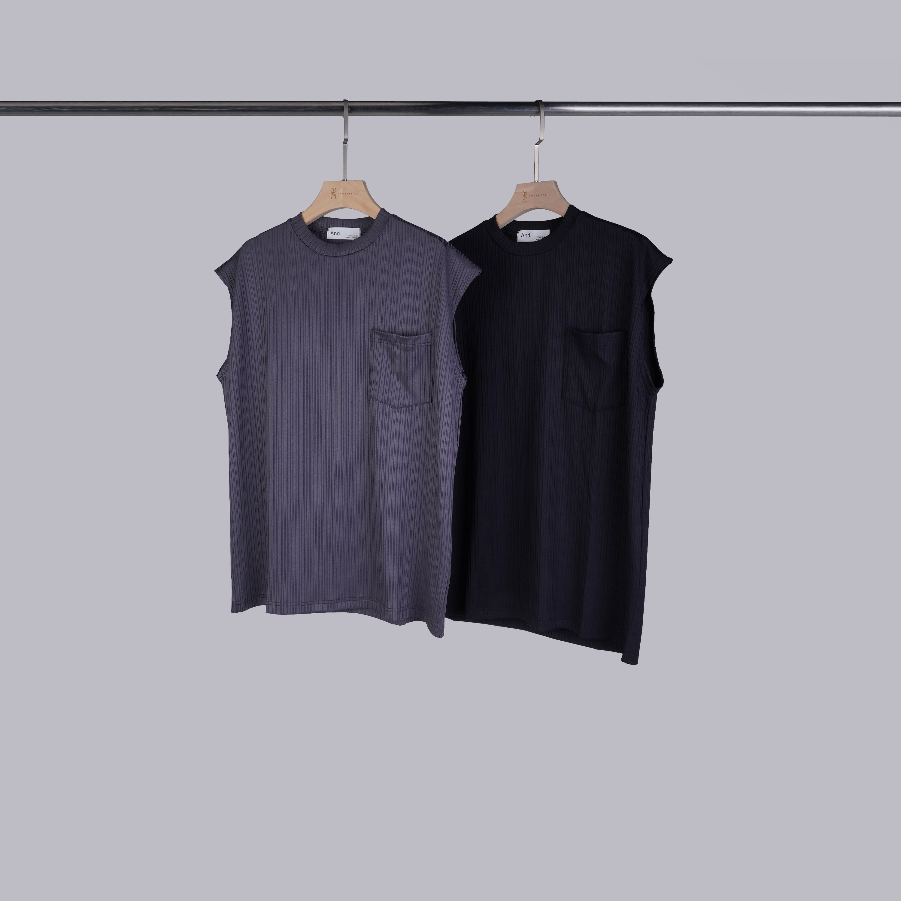 單口袋壓紋無袖背心 | 2色