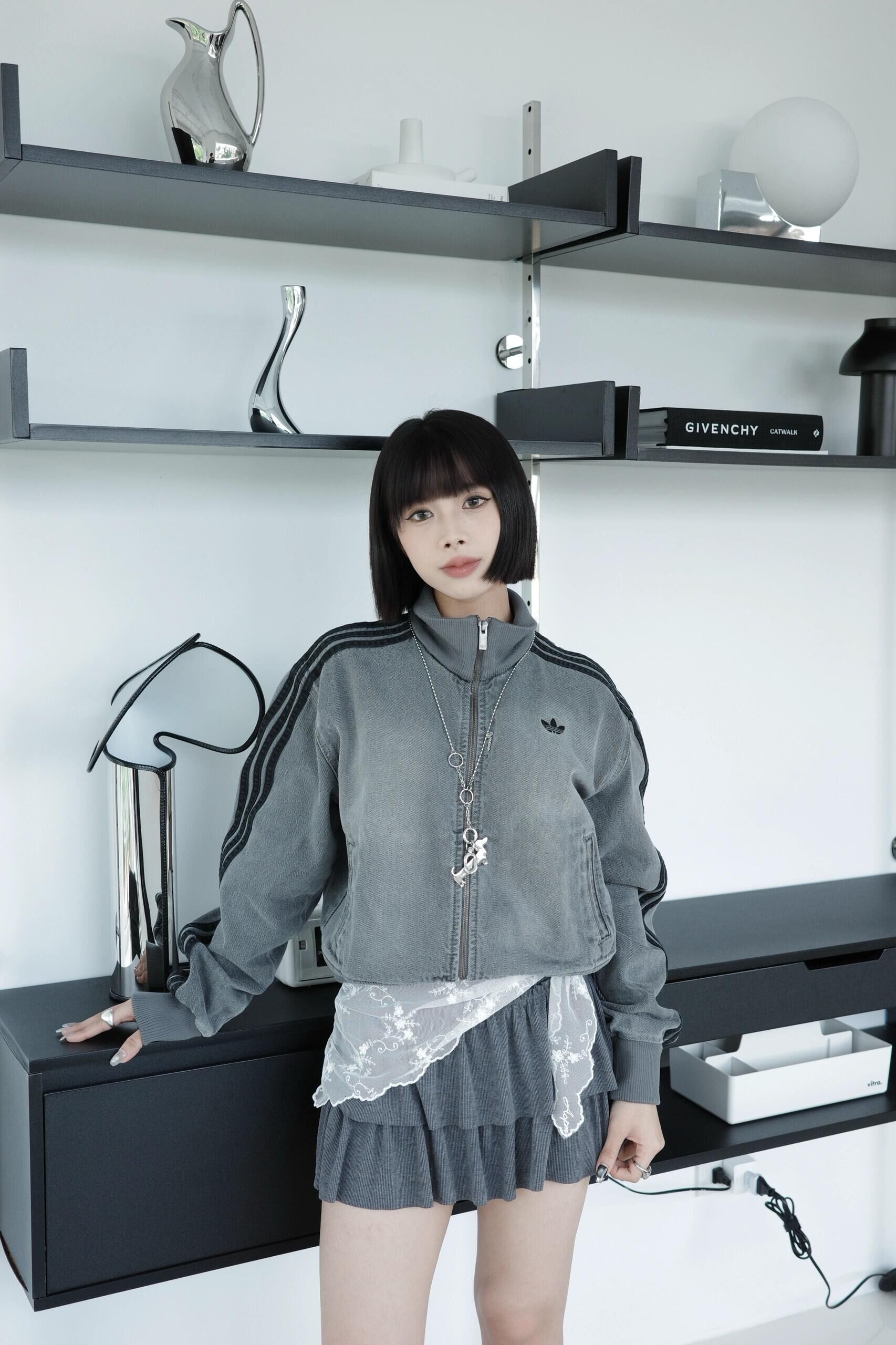 代購-adidas originals 三葉草 牛仔外套 黑