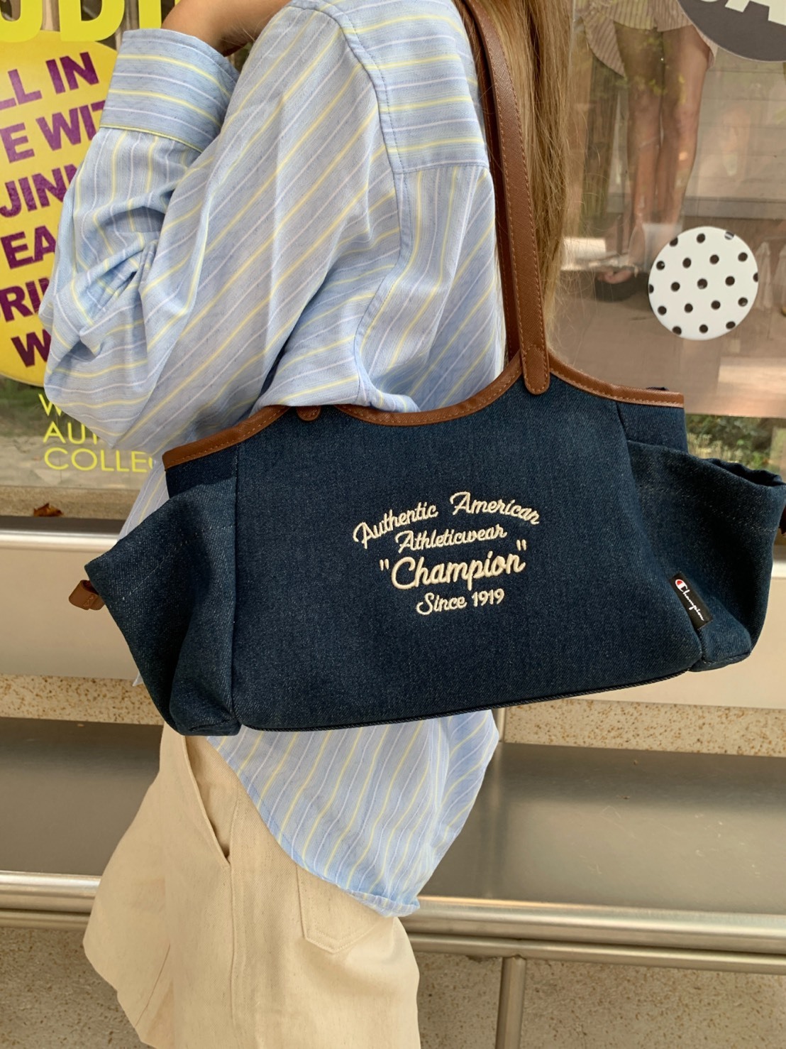 CHAMPION BAG SS25 深藍 牛仔 單肩包