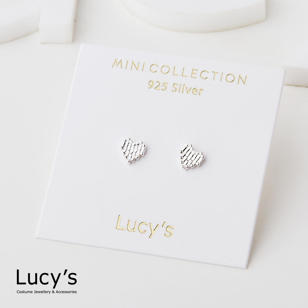 *925純銀〔輕銀系列〕條紋愛心 耳環 (126453)