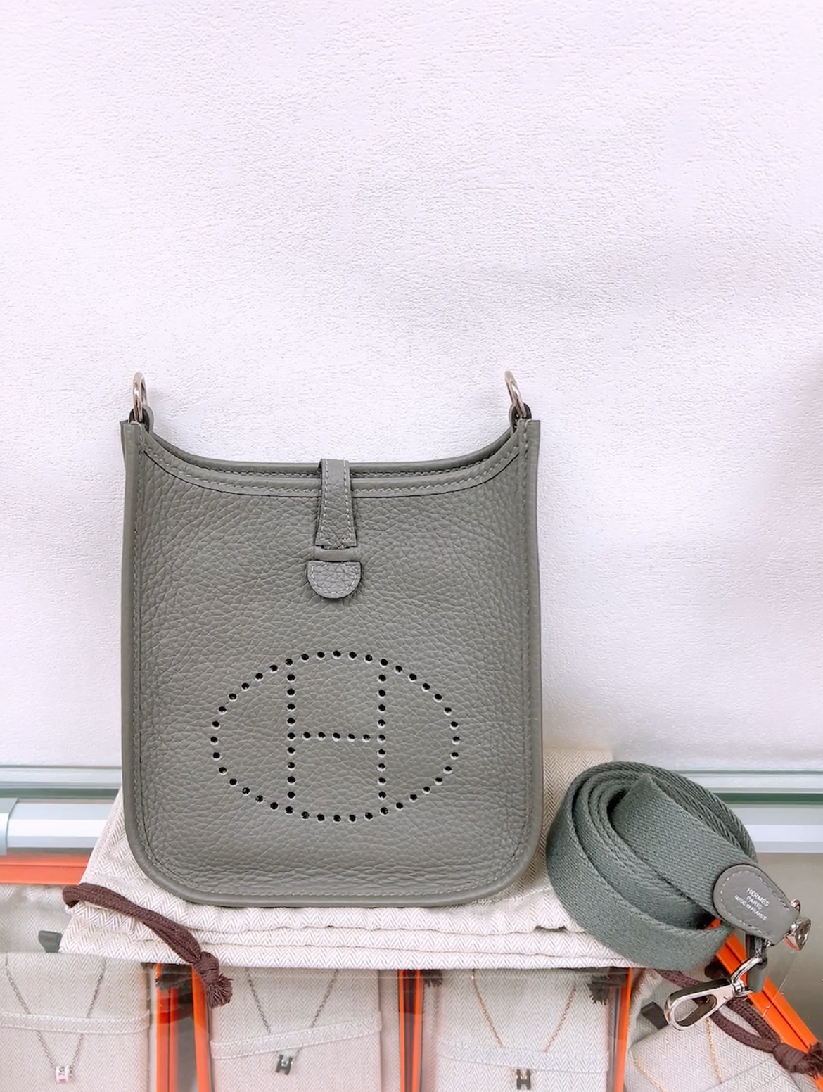 Hermes mini evelyne (gris meyer PHW/ stamp B)