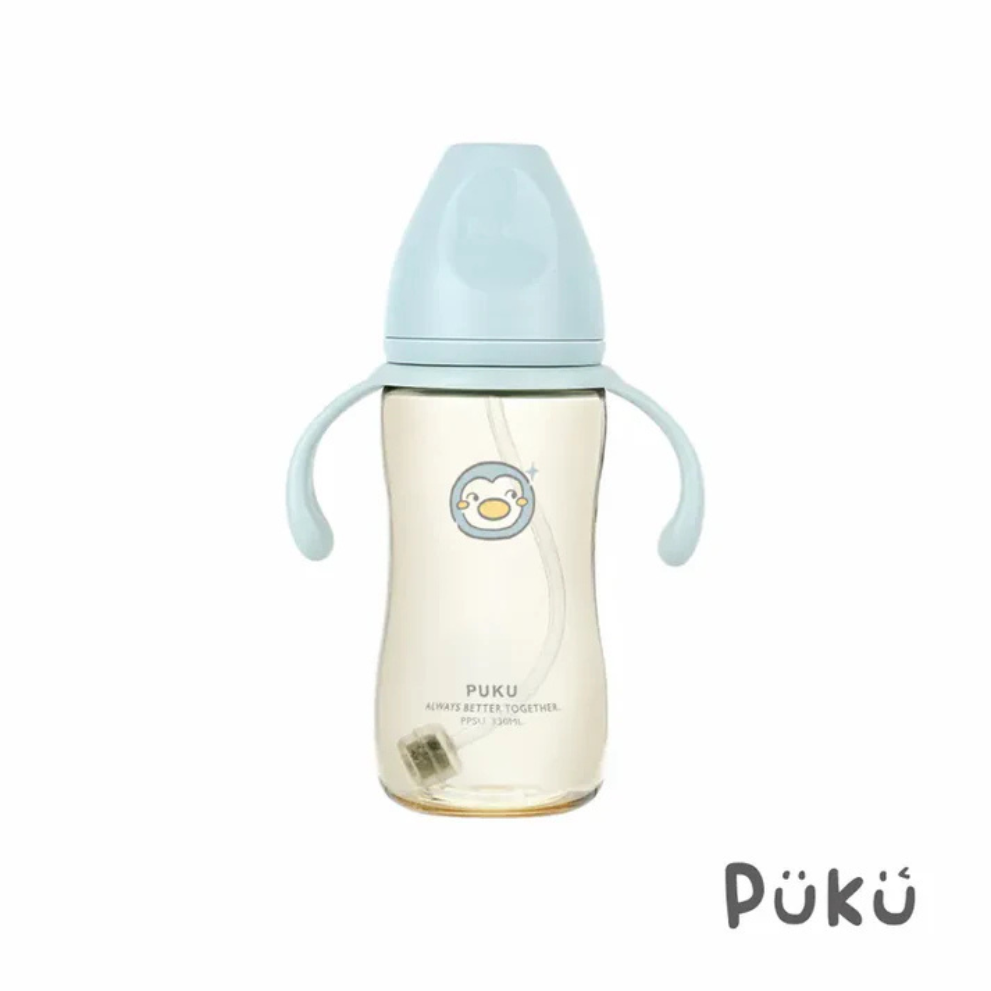 Puku 飽飽歐蕾PPSU寬口練習奶瓶連把手330ml