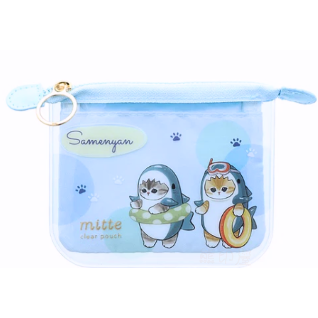 Mofusand鯊魚貓透明小袋 散銀包  萬用袋