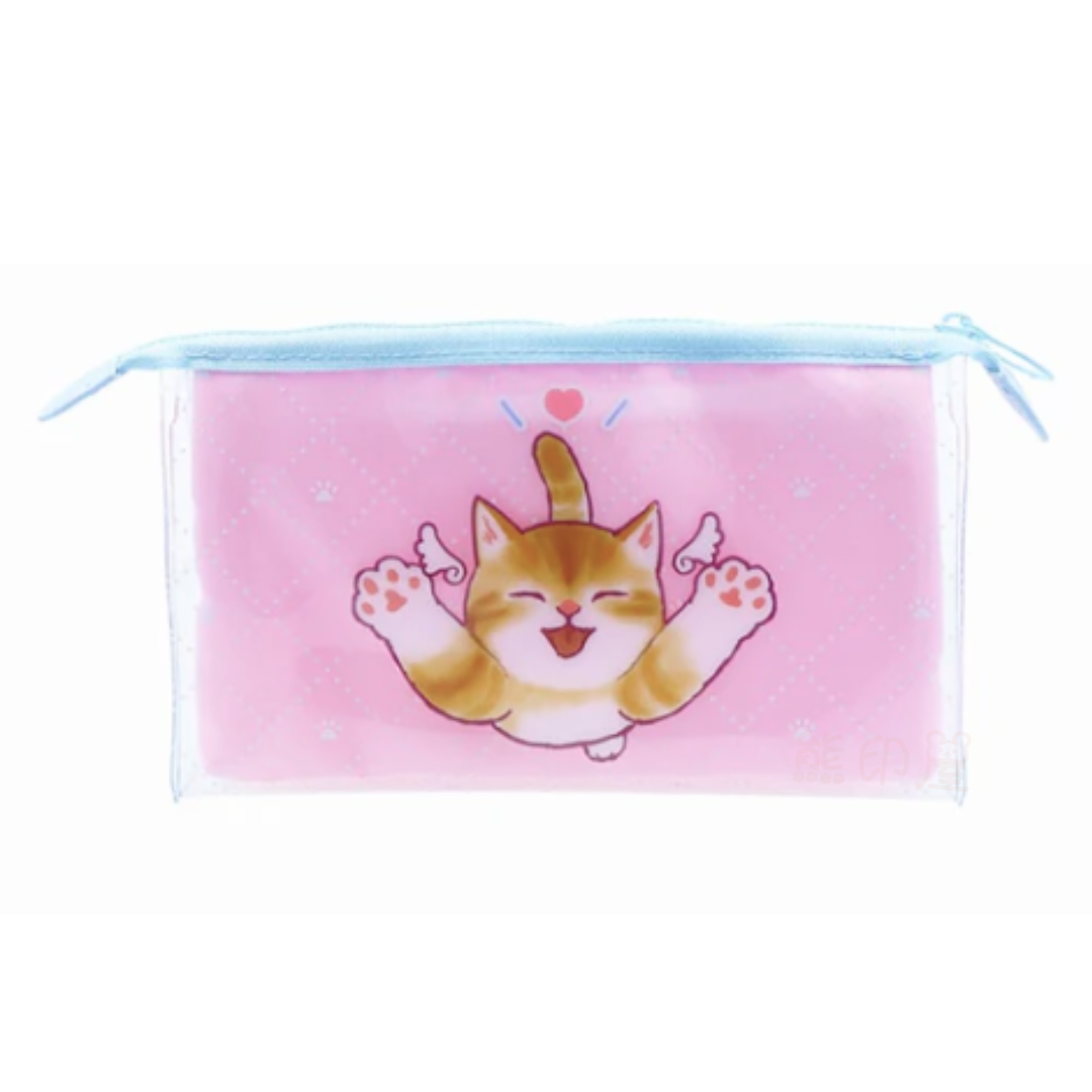 Mofusand天使貓透明化妝包 筆袋 萬用袋