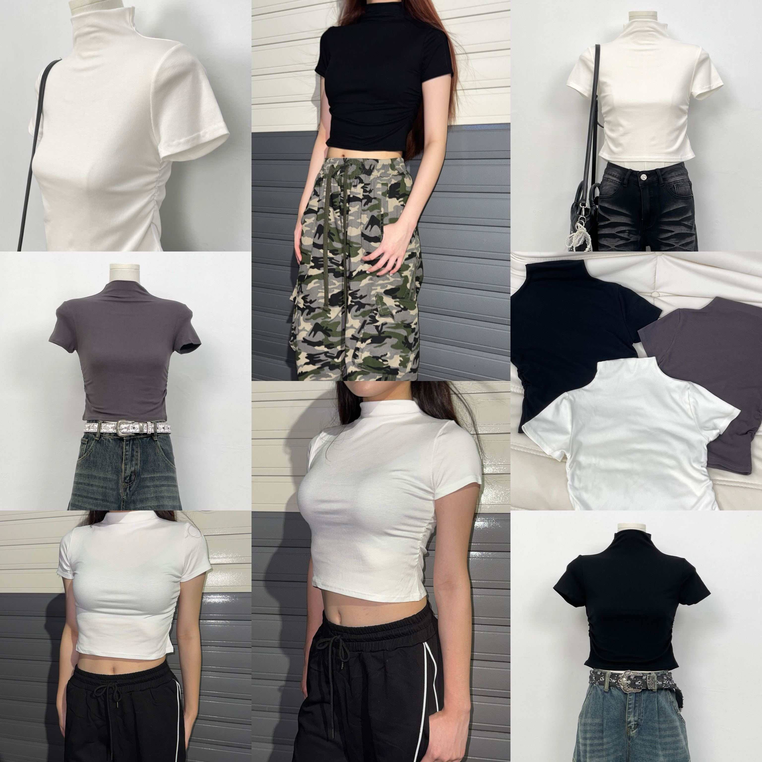 A102 半高領短版縮腰上衣