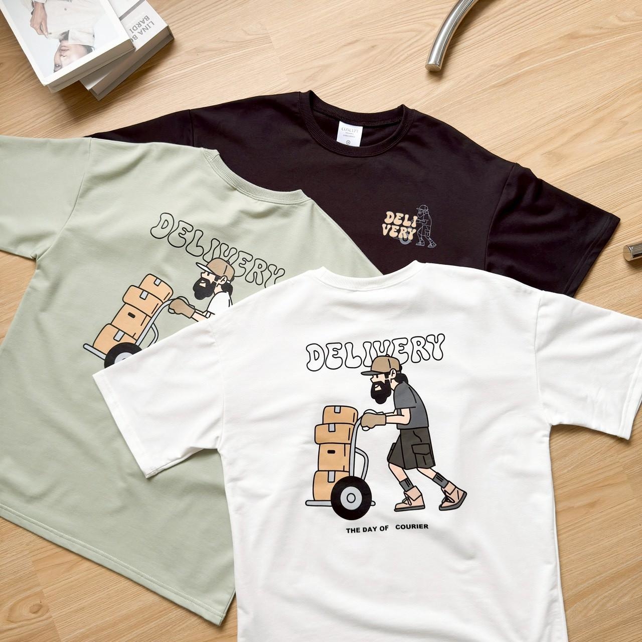 韓國短袖 DELIVERY叔叔推貨印花短T 80988