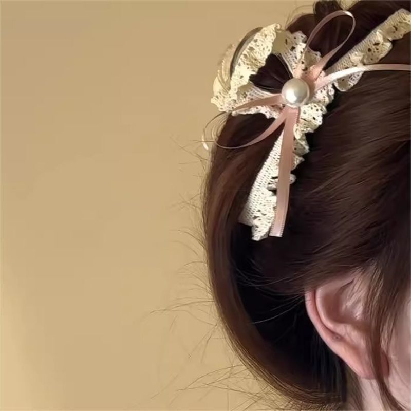 [2 FOR RM10] Elegant Pearl & Lace Bow Hair Claw