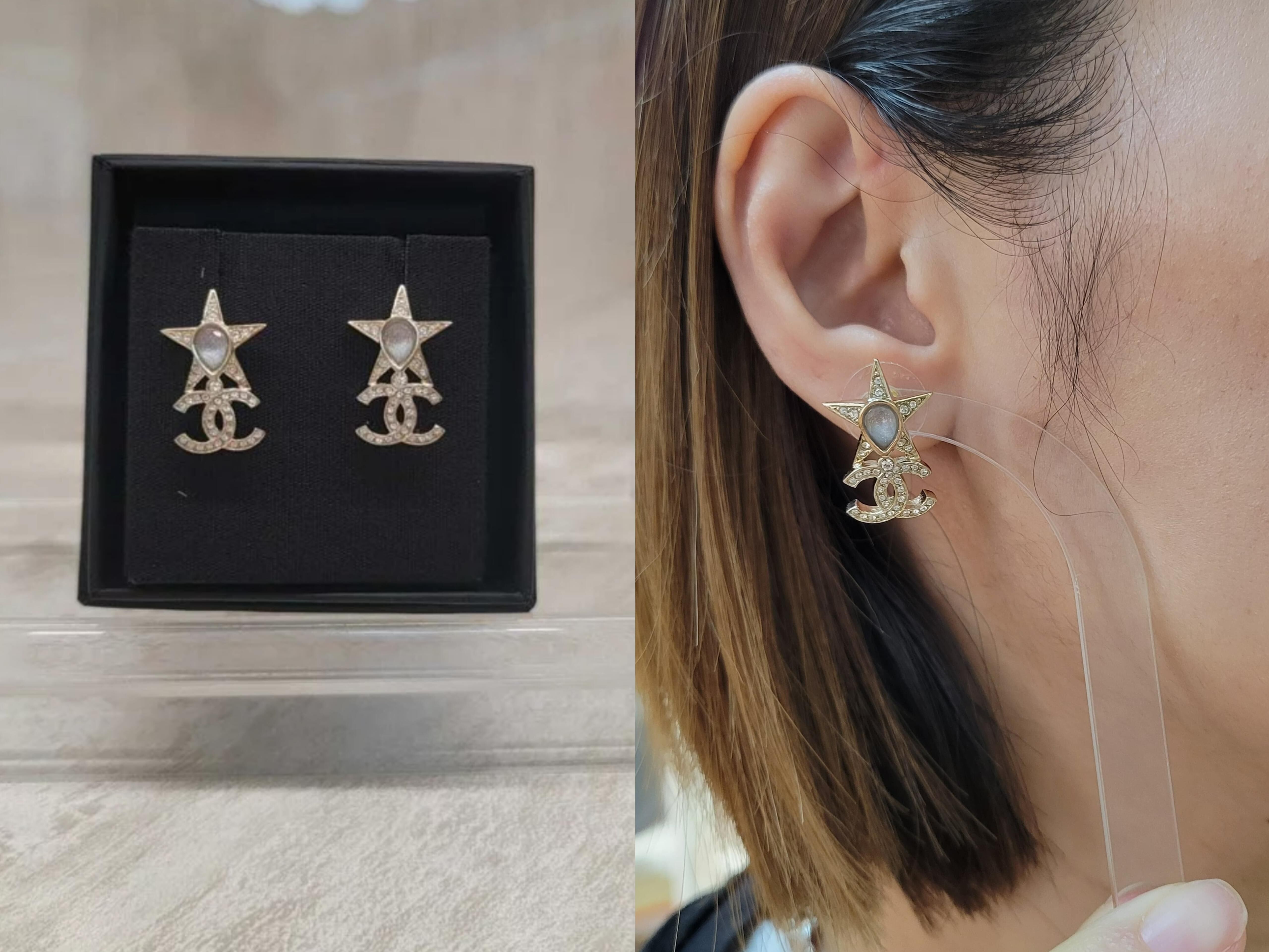Chanel ABA383 earrings  耳環 星形 淡金色