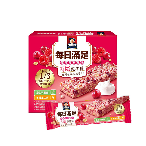 桂格 每日滿足穀物棒-莓果優格3條X6盒
