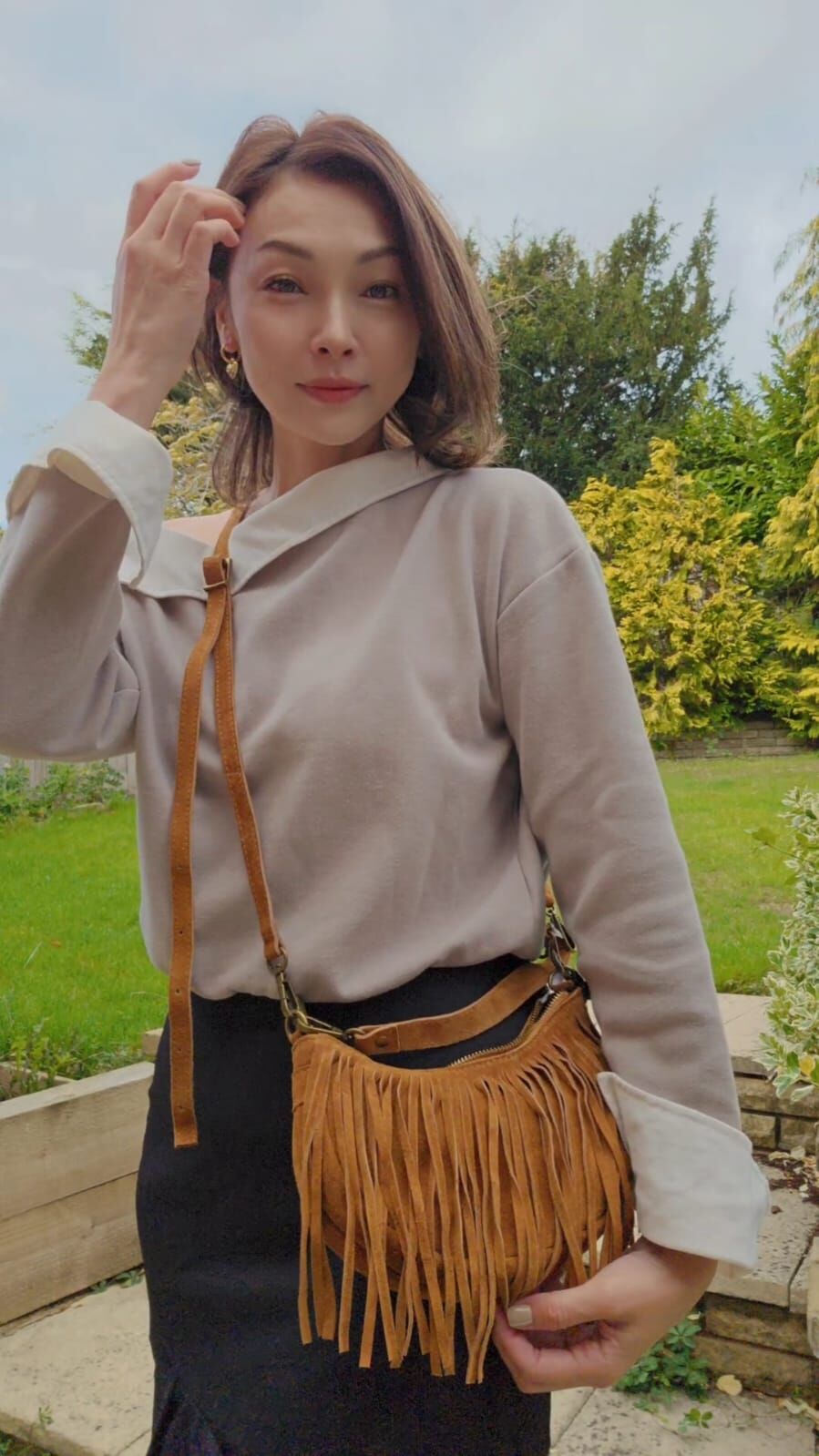 英國代購 (獨立訂單)- MARLON  Brown Suede Fringe Shoulder&nbsp;Bag