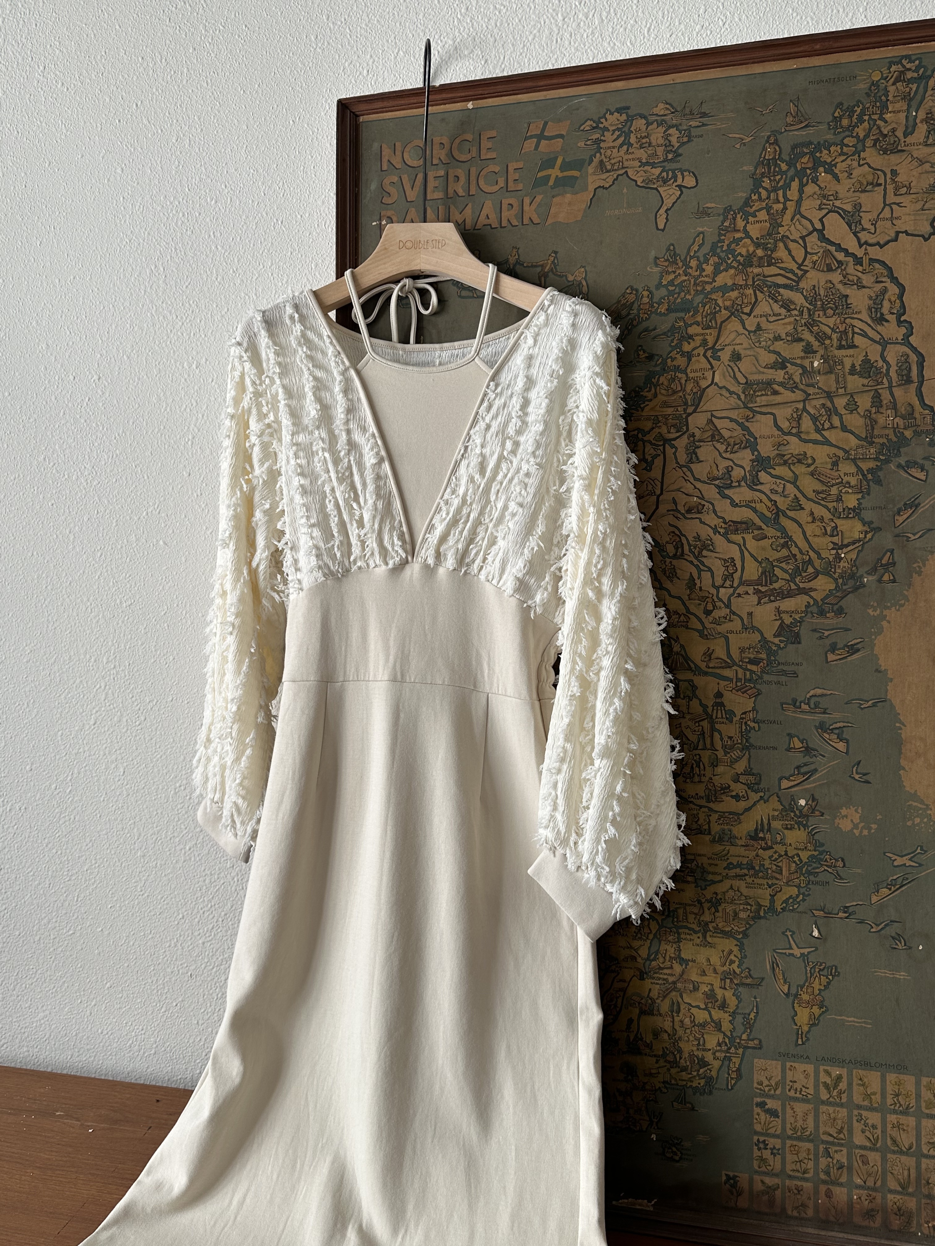 假兩件毛毛直身連身裙 - OP53811