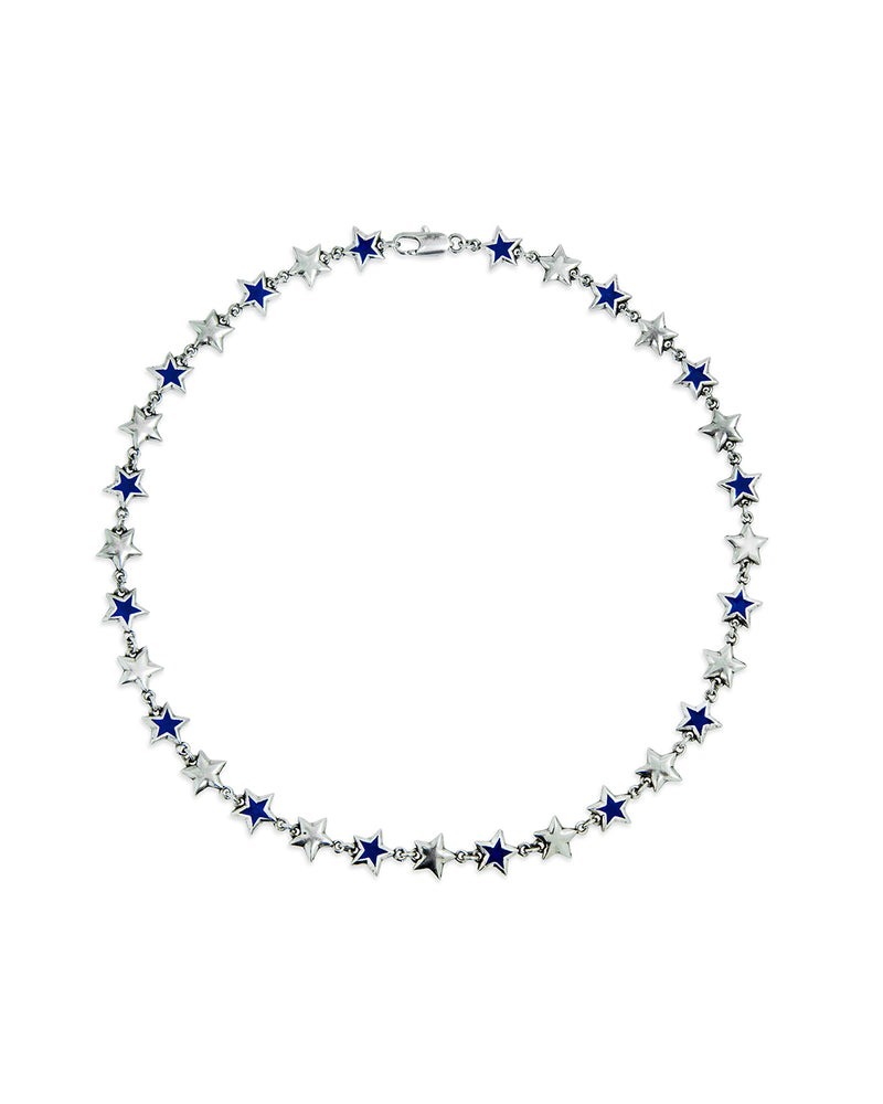 TwoJeys｜Enameled Stars Necklace (Blue)