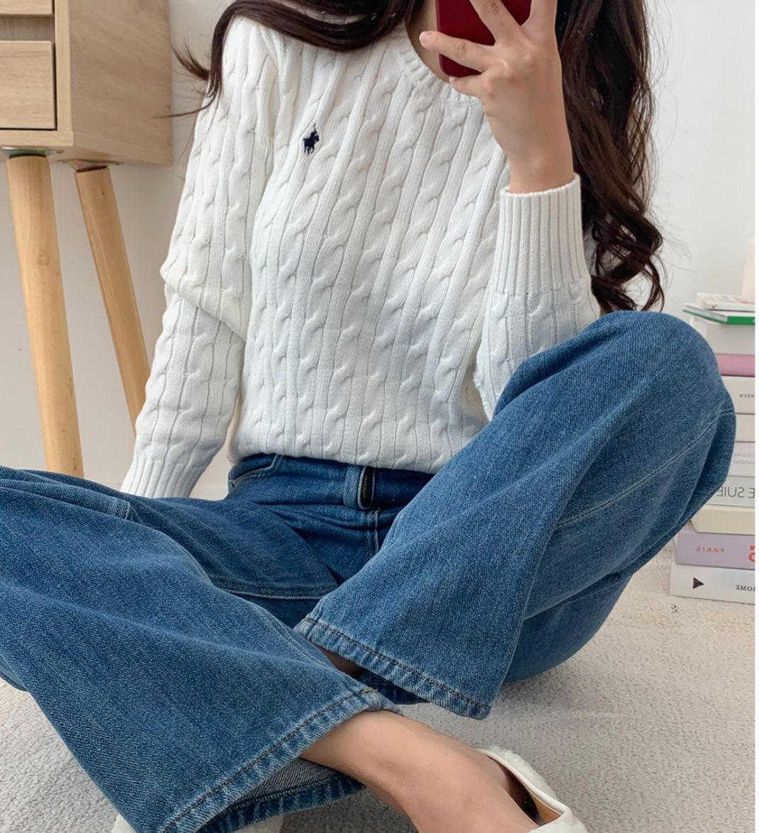 Ralph Lauren Polo Kids Cotton Sweater(White)