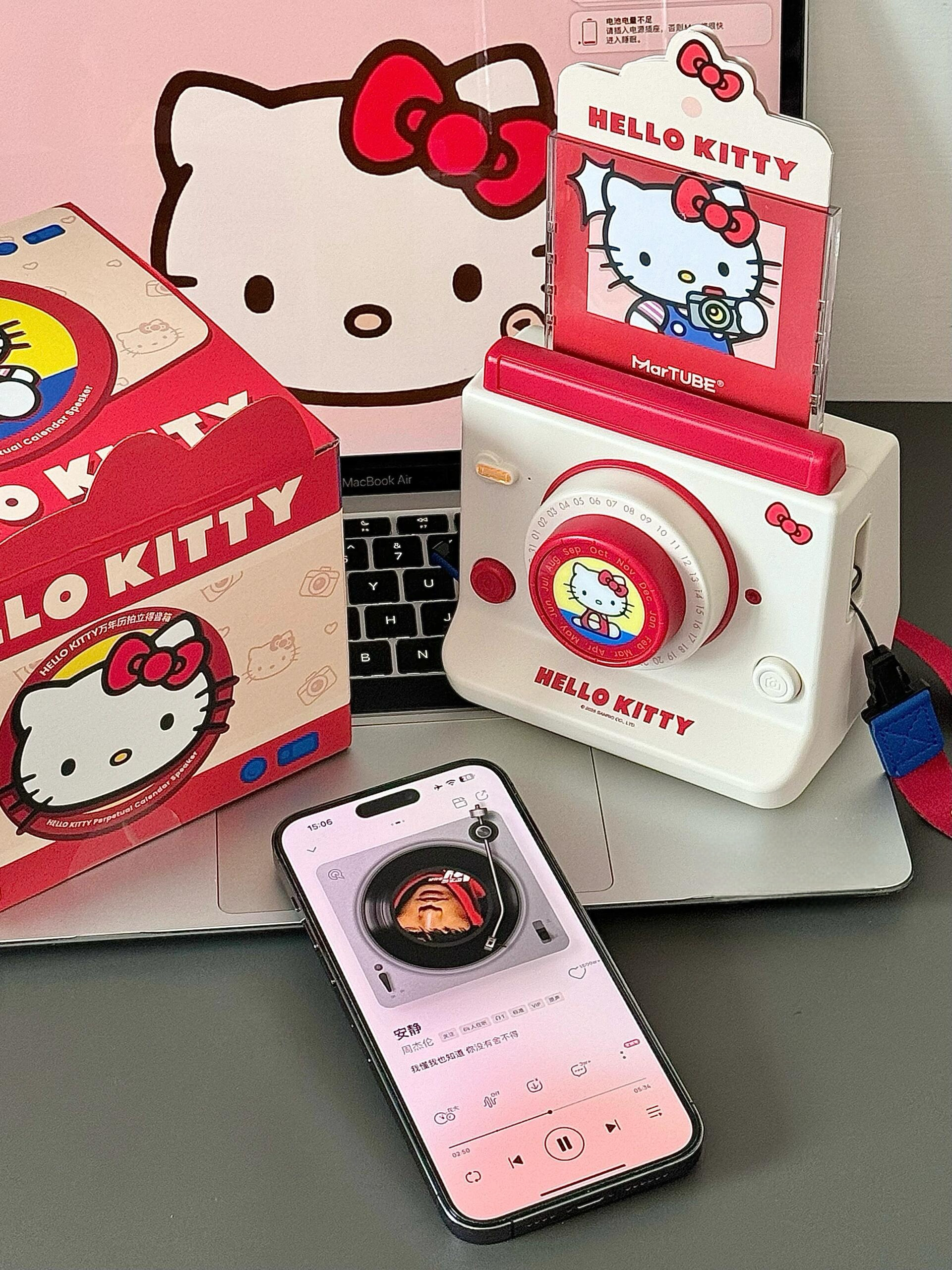 Sanrio 三麗鷗 正版授權 Hello Kitty 凱蒂貓 拍立得造型藍芽音響 復古 萬年曆 擺件/預購