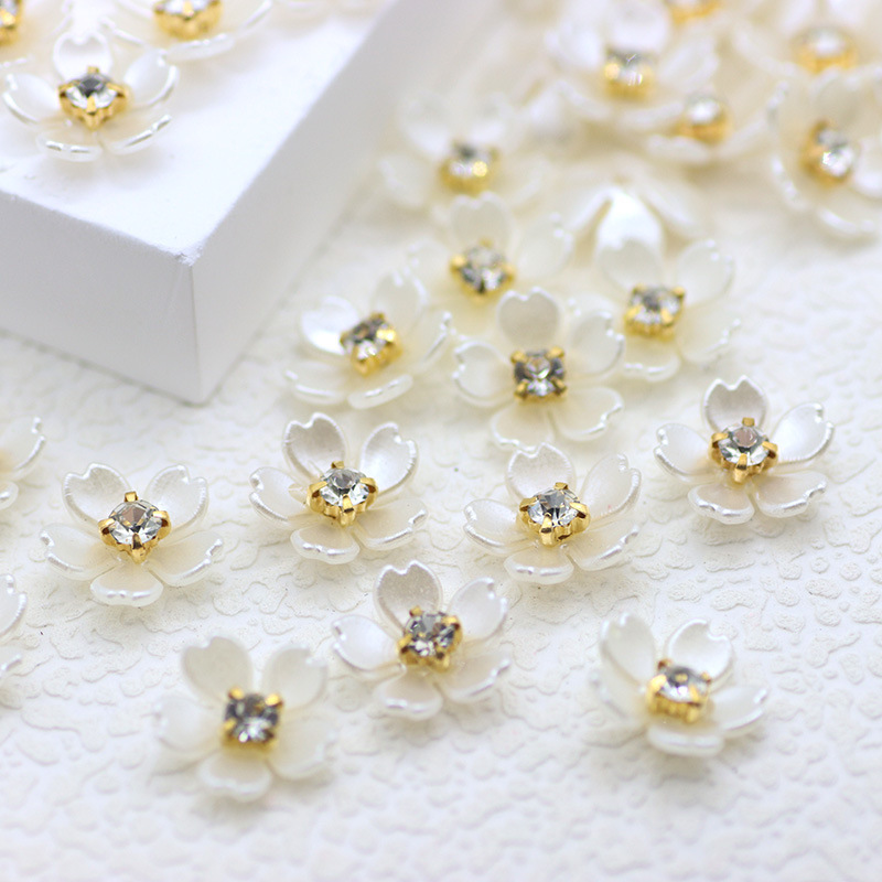 鑲鑽櫻花花瓣｜零售一個｜DIY 串珠 櫻花 五瓣花 飾品 配件 櫻花樹 髮簪配件 貝殼花