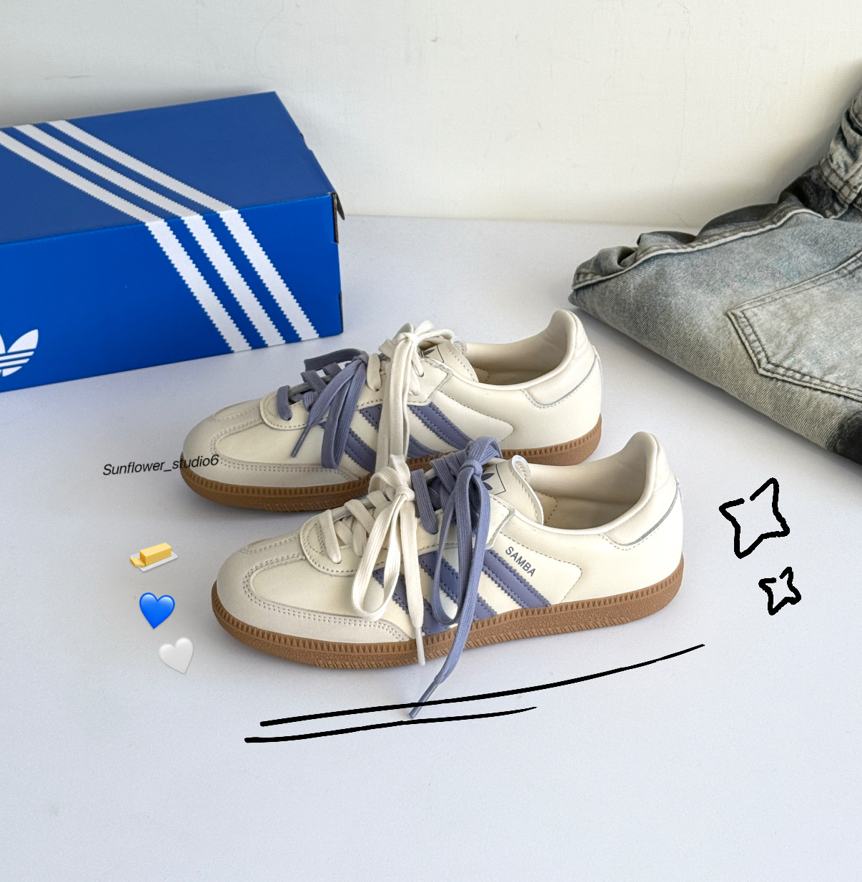 Adidas Originals Samba OG 奶油白 藍紫色 白紫色 皮革 焦糖底 復古 德訓鞋 薄底鞋 JS1362/預購