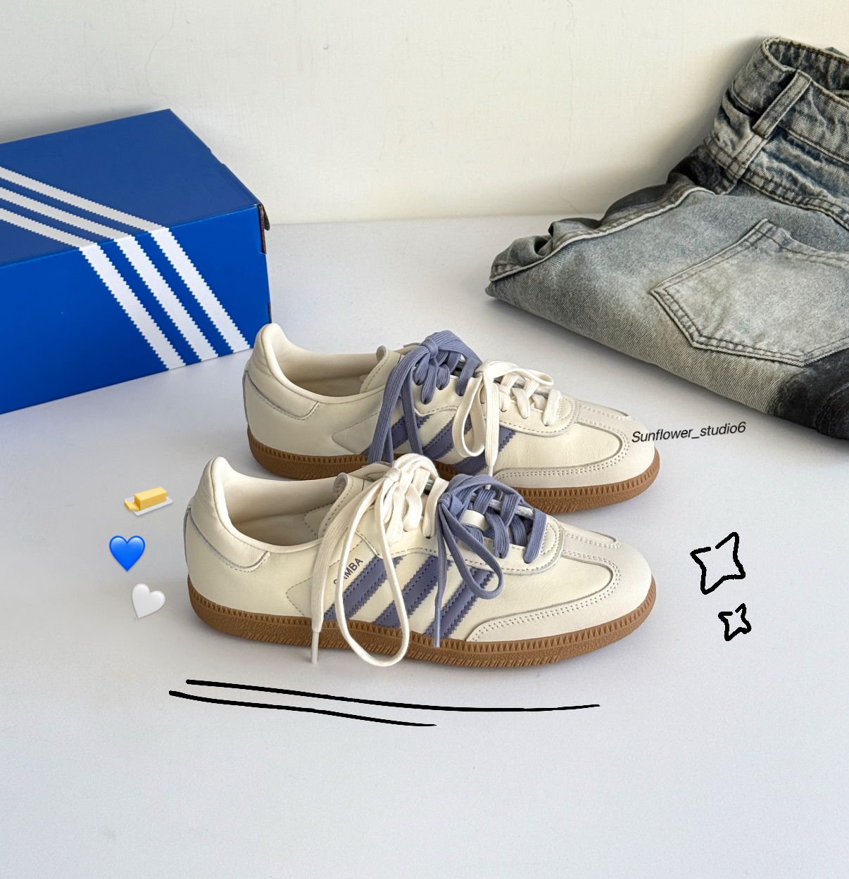 Adidas Originals Samba OG 奶油白 藍紫色 白紫色 皮革 焦糖底 復古 德訓鞋 薄底鞋 JS1362/預購