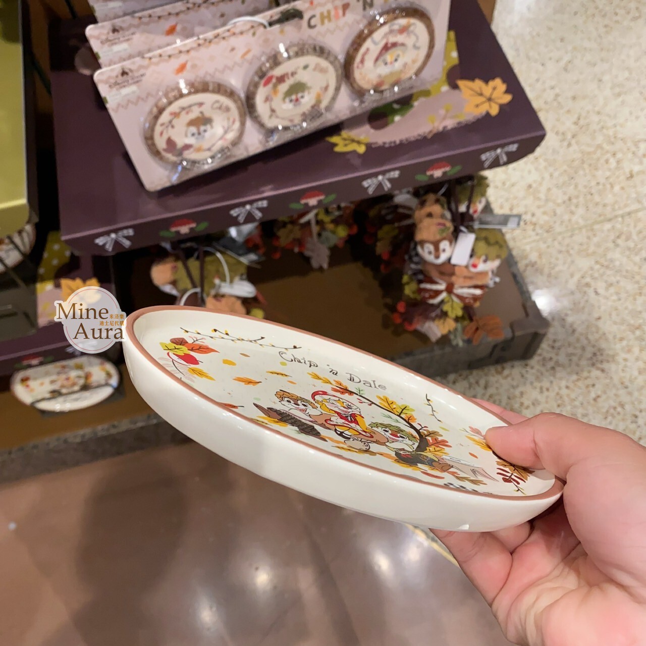 奇奇蒂蒂 Chip 'n Dale 秋日森語系列 陶瓷 餐盤 盤子 -上海迪士尼樂園