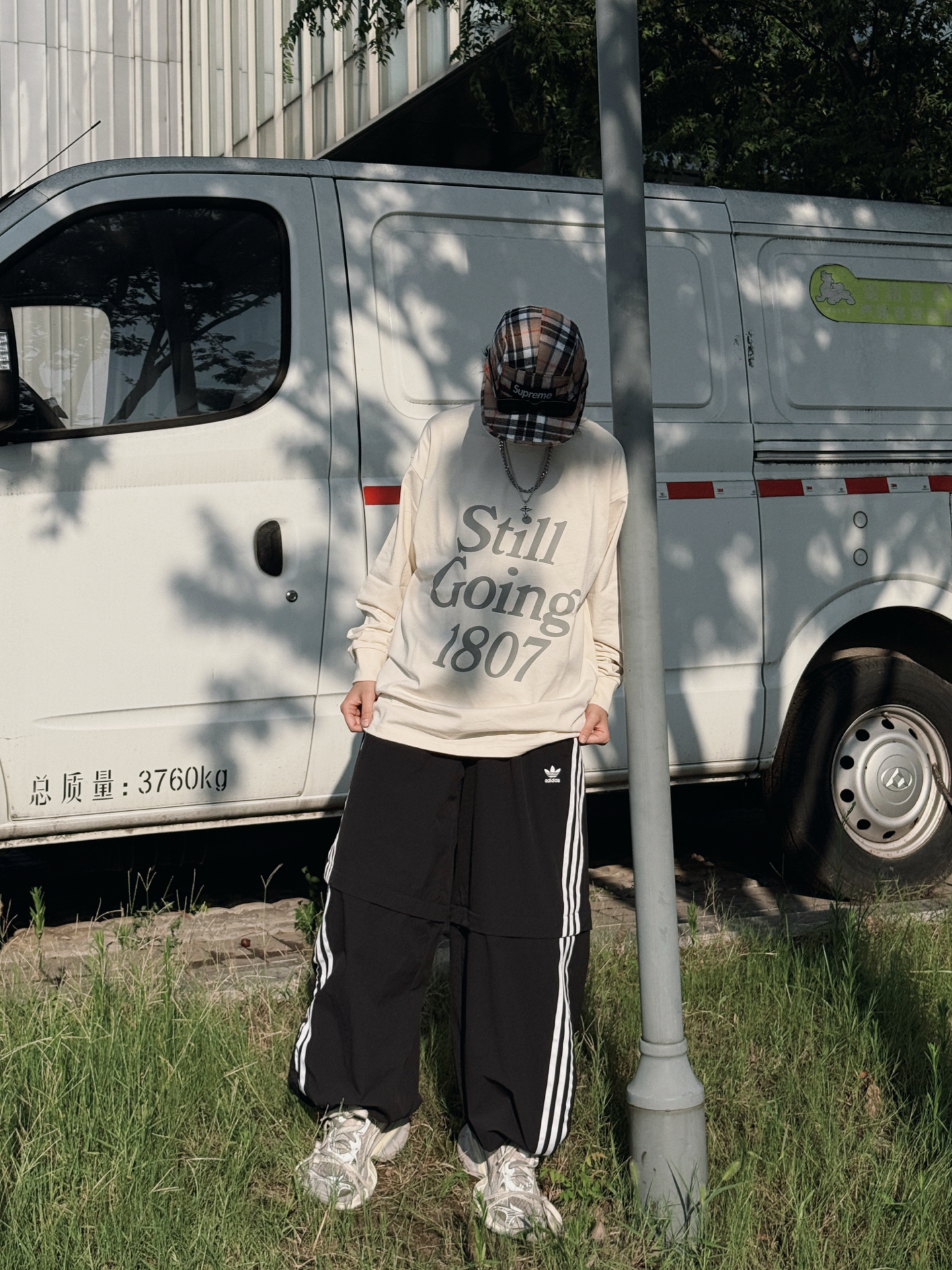 代購-Adidas originals TP OVERSIZED ZIP OFF 可拆卸 運動寬褲 男女同款 黑/灰