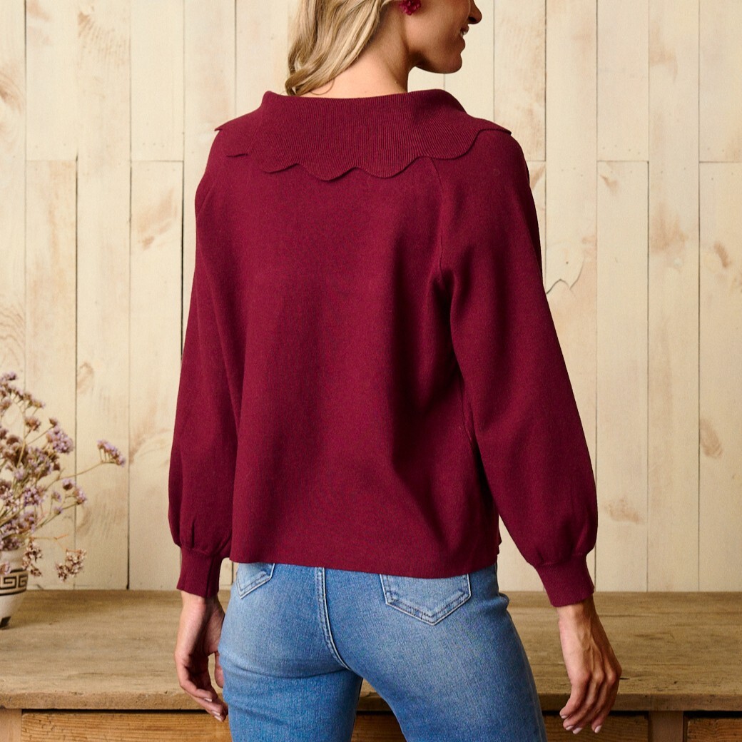 1PM0914-062 POLIN ET MOI Magda Neck Sweater Red #200174 (C-EU-E)