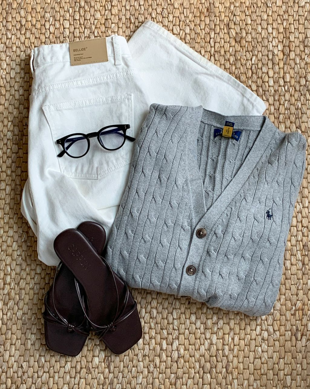 Ralph Lauren Polo Kids Cotton V-Neck Cardigan(Grey)