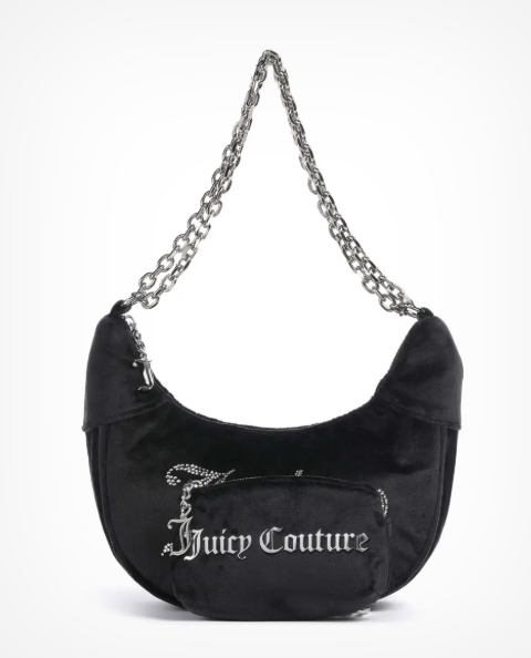 英國代購 (獨立訂單)-JUICY COUTURE Kimbery small hobo Shoulder bag velvet fabric black