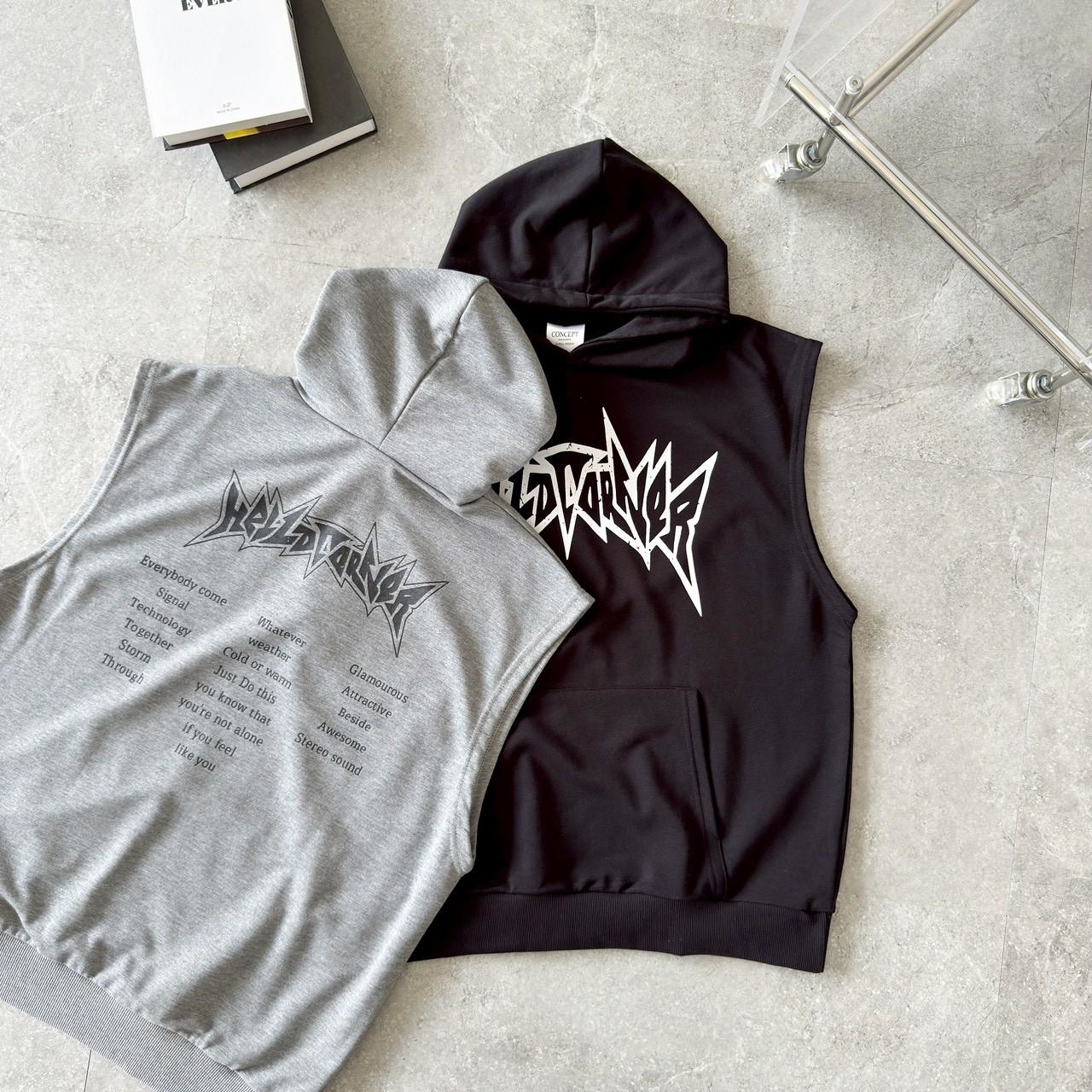 美式街頭連帽印花背心 80987