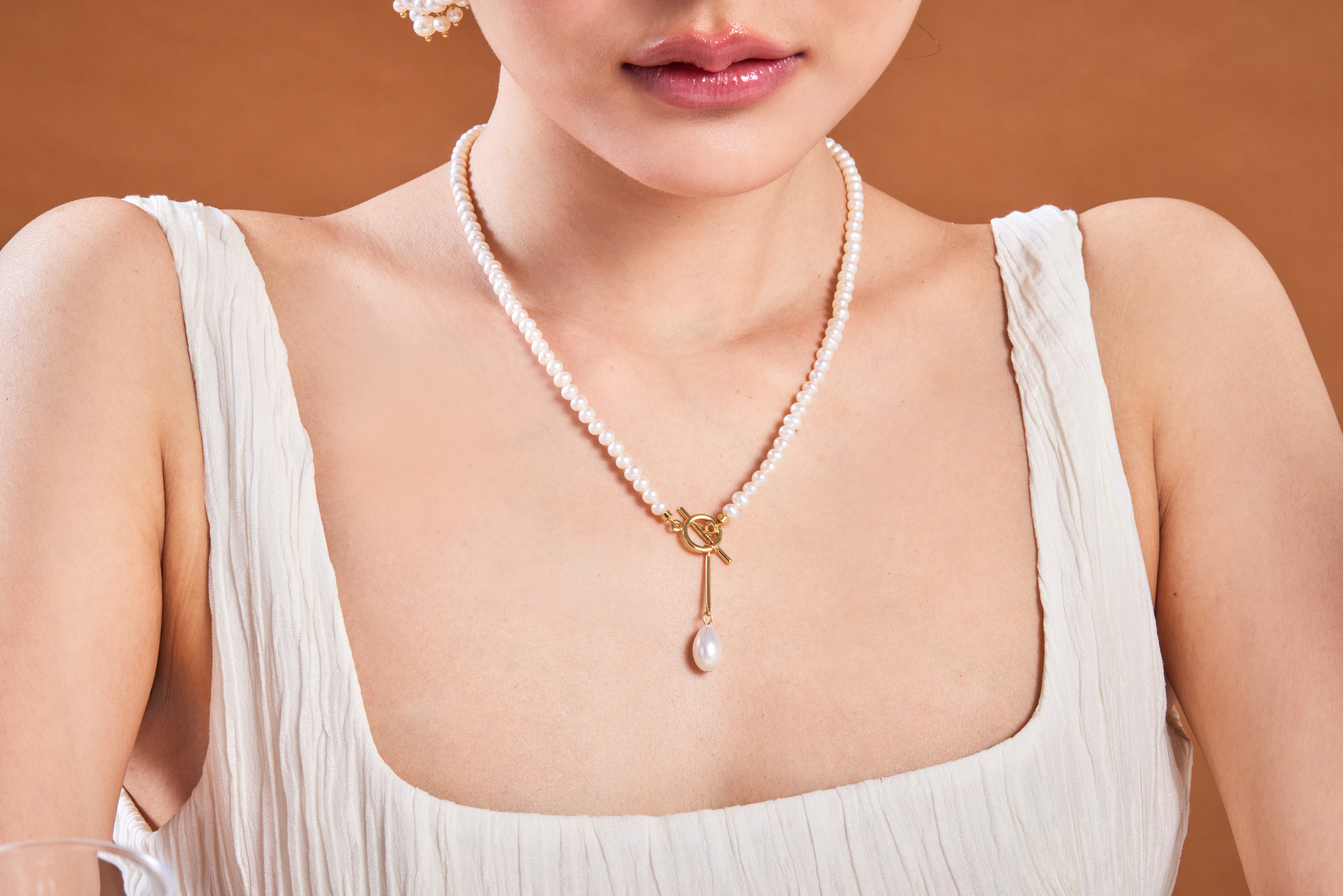 N1138 | 14kgfOT扣珍珠Y字項鍊