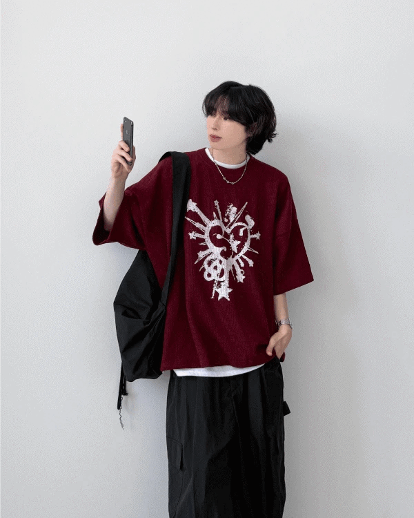 Festa 愛心短袖針織衫