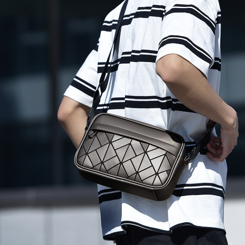 防潑水菱形格紋 霧面斜背包 單肩包 工作包