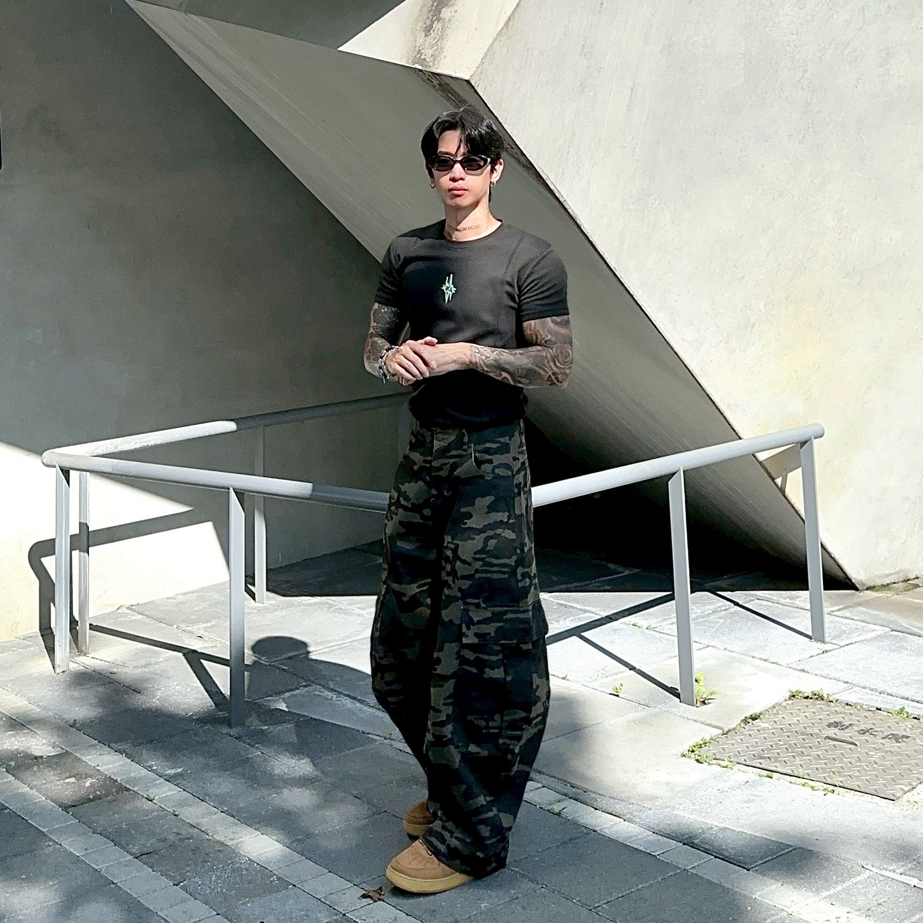 高磅 迷彩 工裝 口袋 彎刀 休閒 長褲