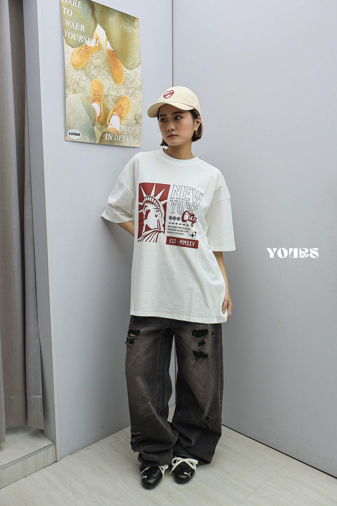 自由女神剪影短Tee