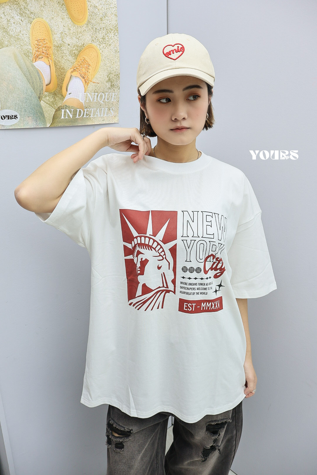 自由女神剪影短Tee