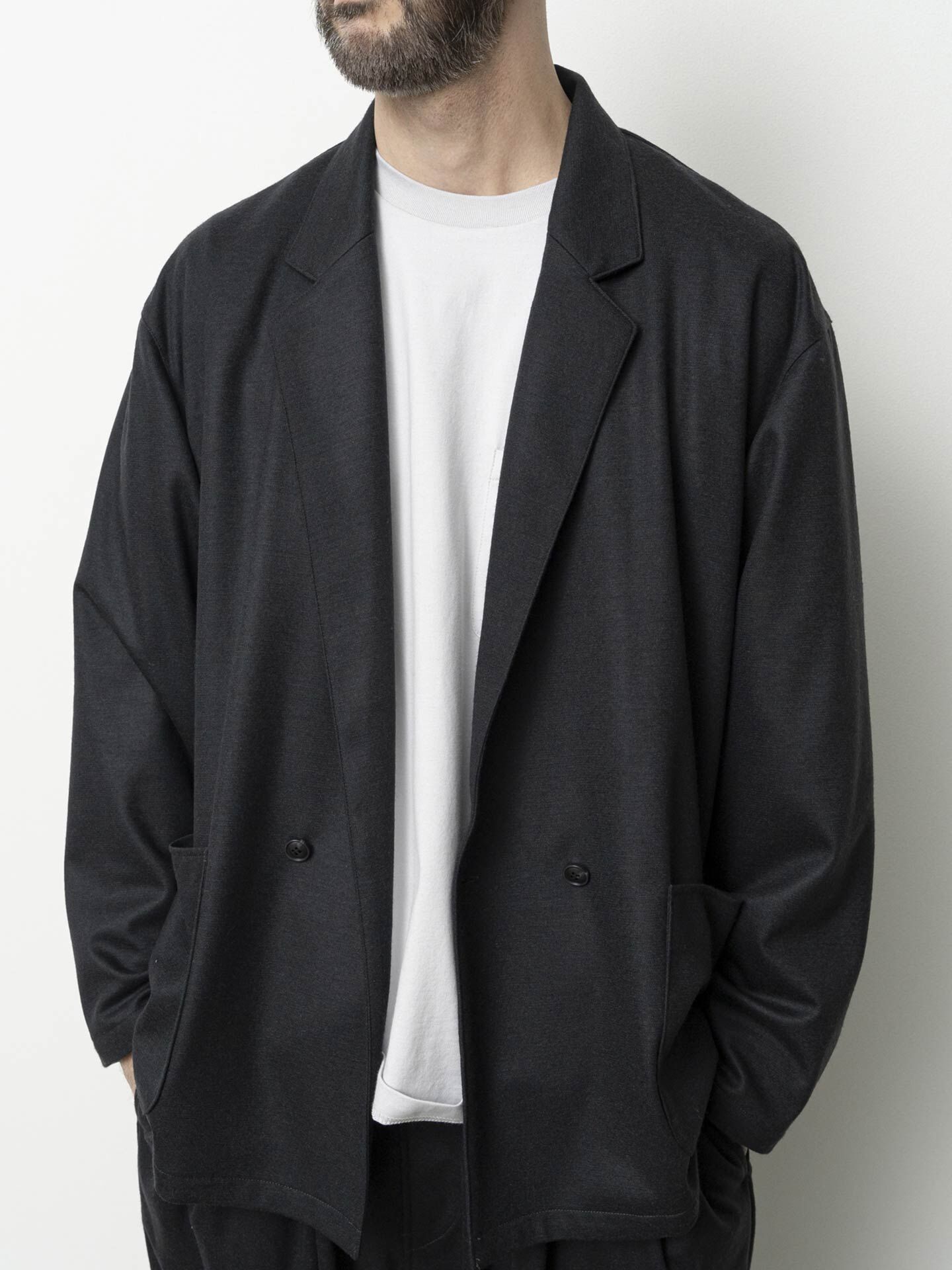 Still By Hand Wool Jersey Jacket Charcoal CS03253