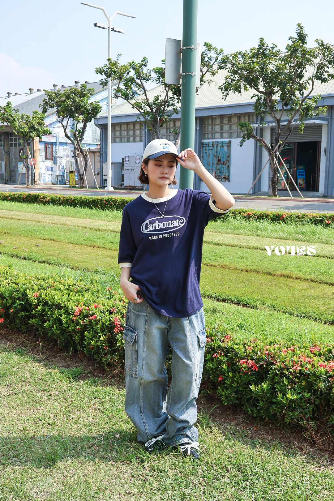 正韓 街頭滾邊造型撞色棉短袖 (3colors)