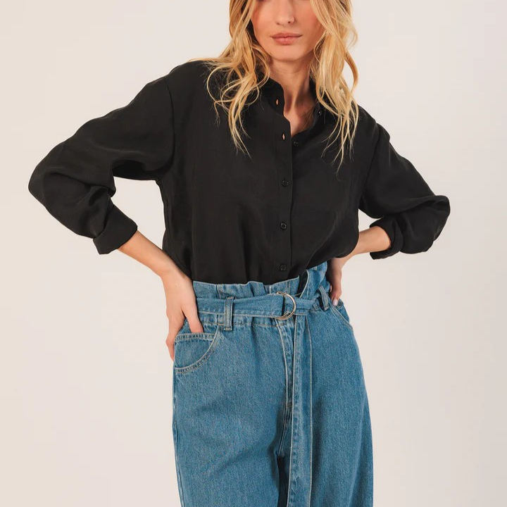 1ID0915-145 INDI & COLD Classic Modal Shirt Black #DD296 (C-EU-E)