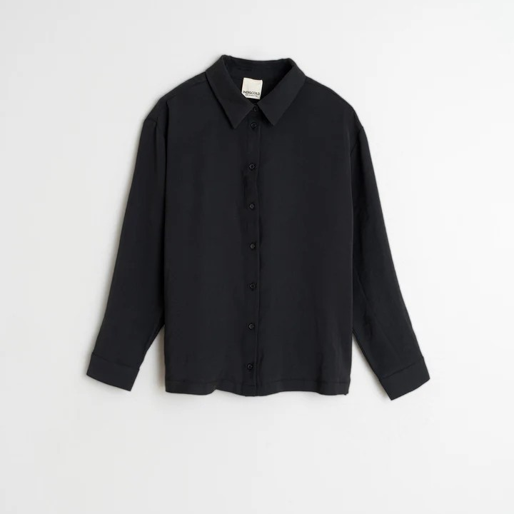 1ID0915-145 INDI & COLD Classic Modal Shirt Black #DD296 (C-EU-E)
