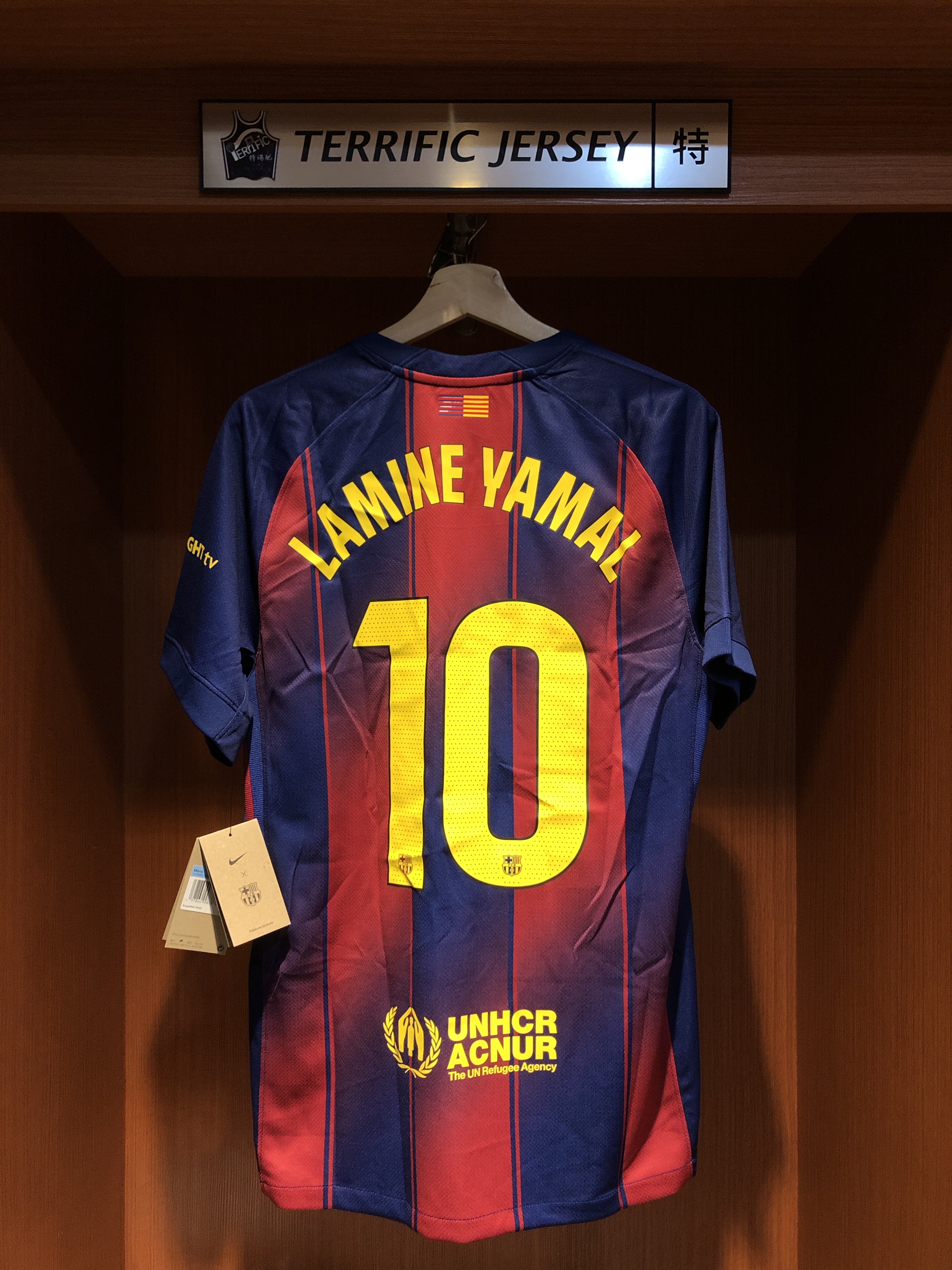 LALIGA足球 Lamine Yamal 巴塞隆納 主場條紋 Nike Replica Jersey 球迷版 燙印 全新