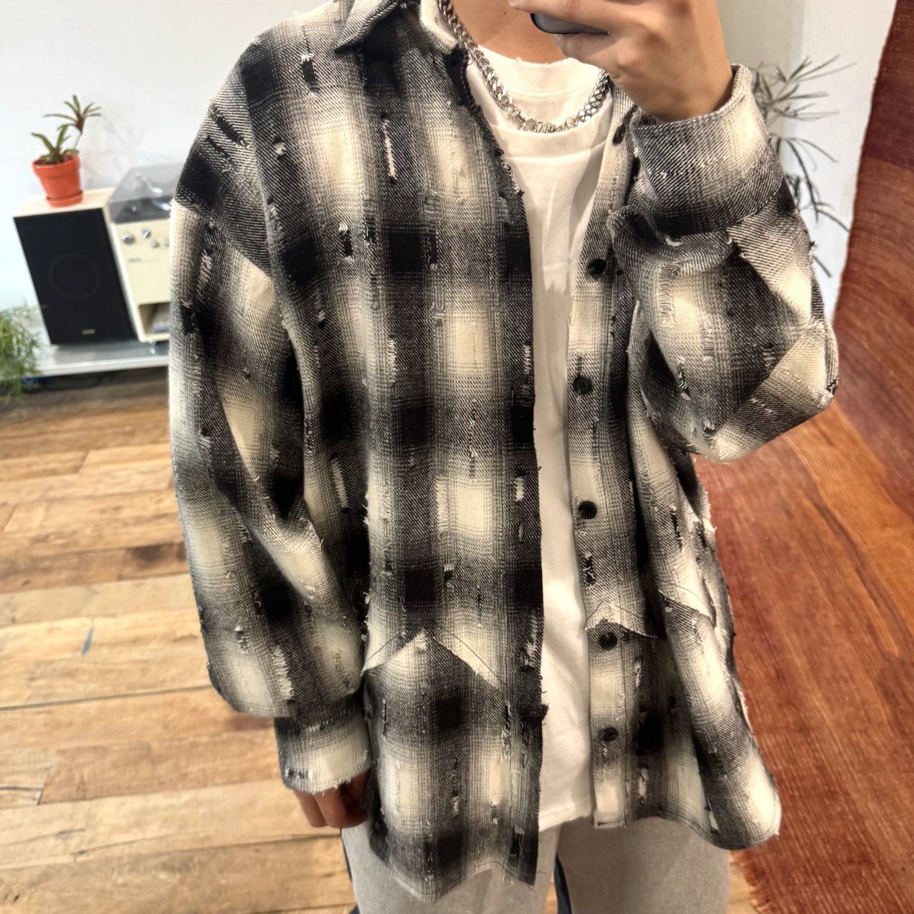 格仔長袖恤衫 BY-437S