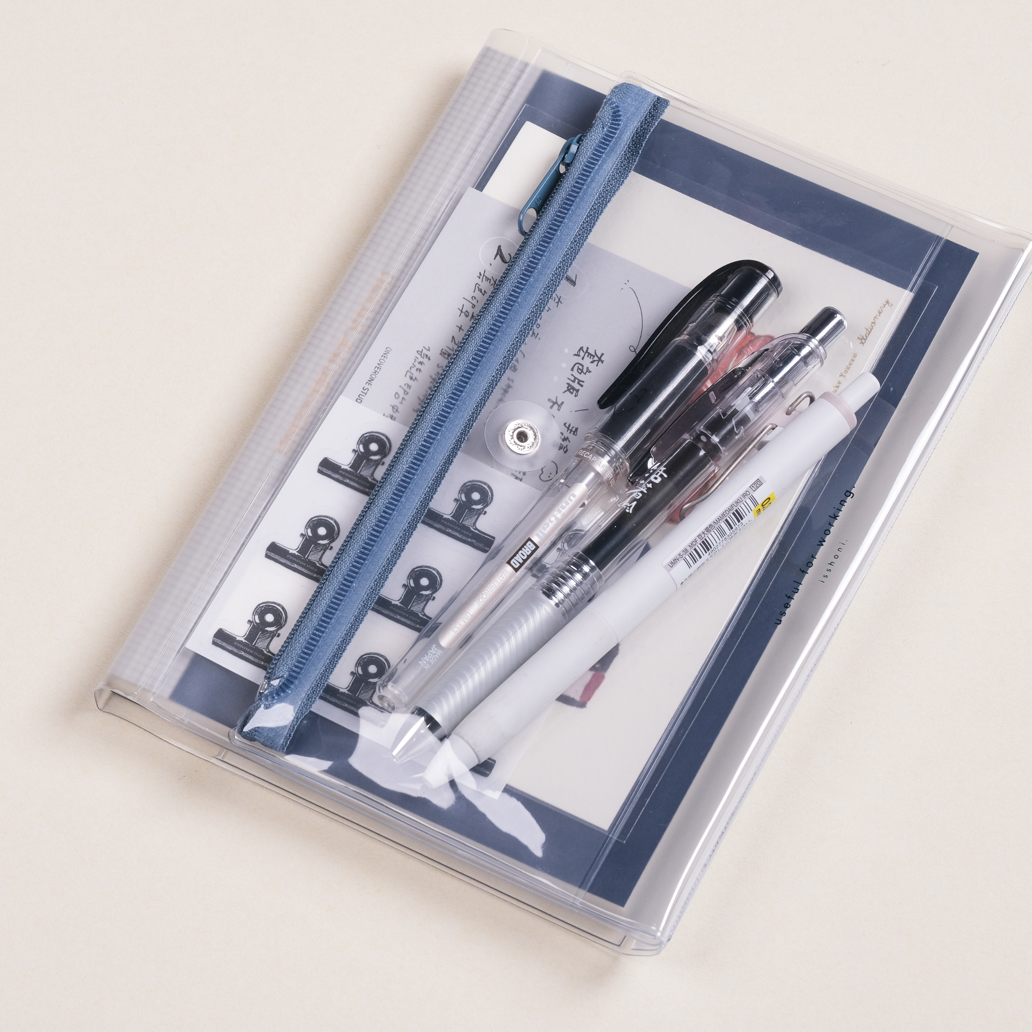 isshoni B6 PVC 附袋筆記本書套 /透明款式/ DAIGO / JAPAN