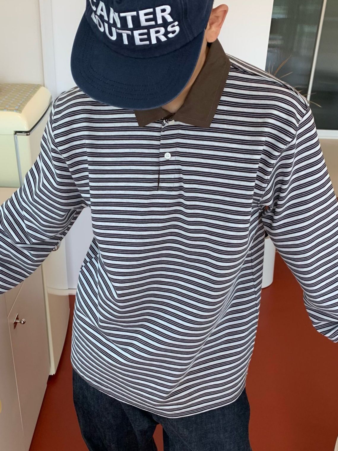 橫間Polo長袖衫 OREO-117T