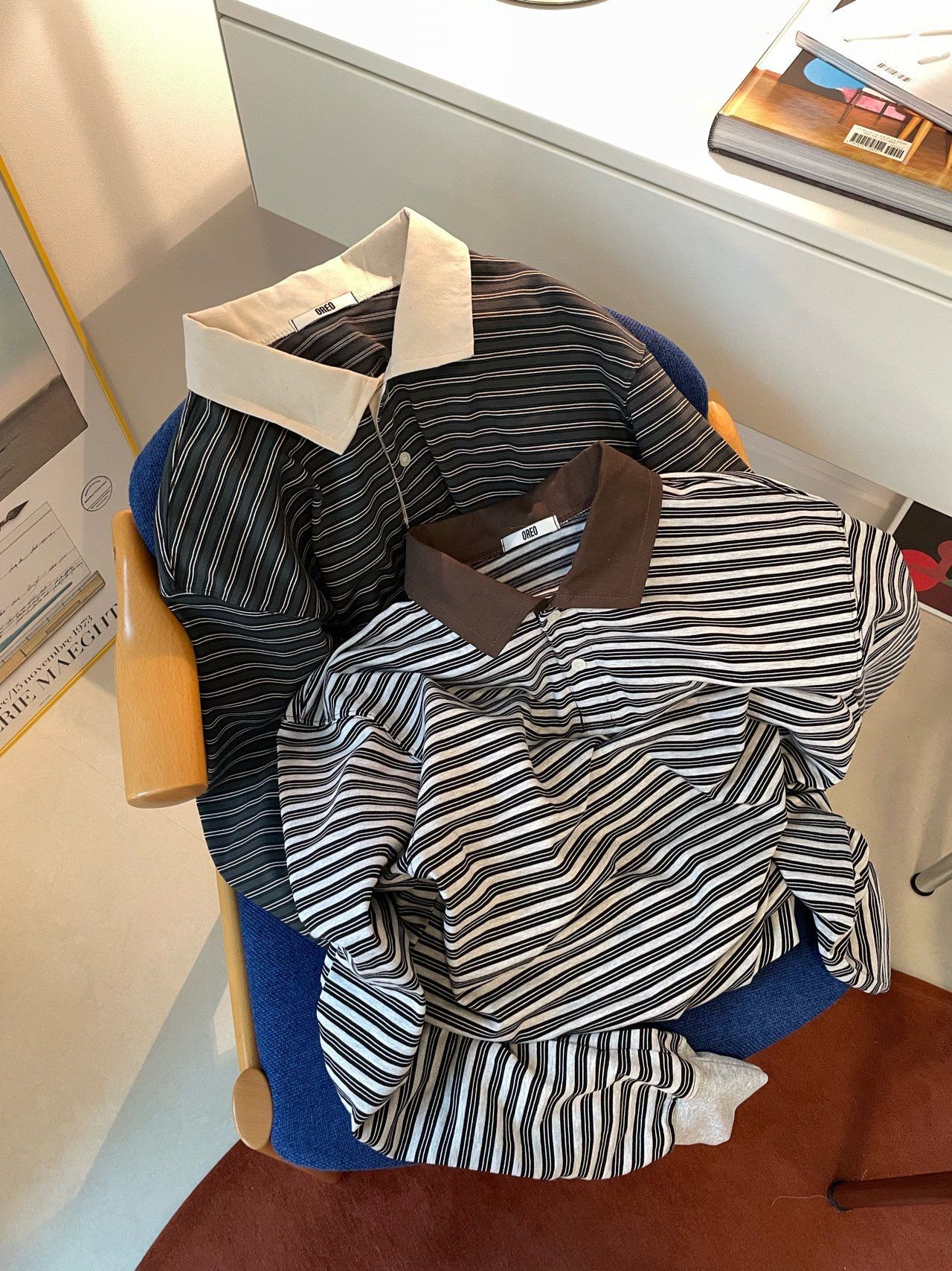 橫間Polo長袖衫 OREO-117T