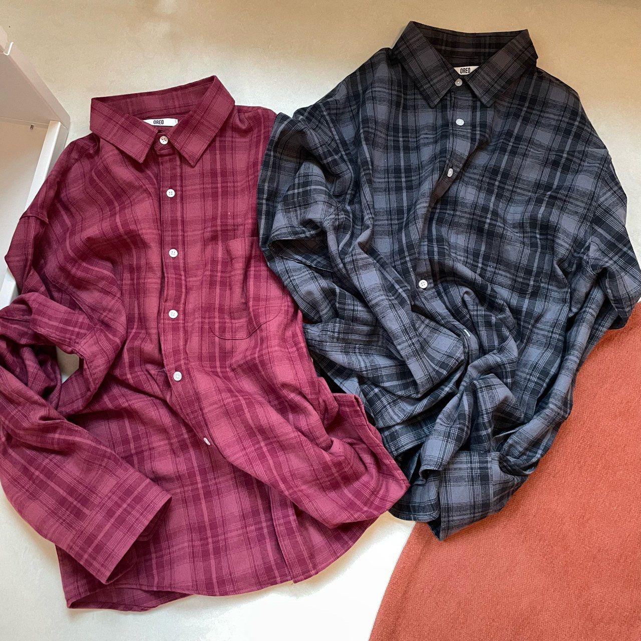 格仔長袖恤衫 OREO-119S