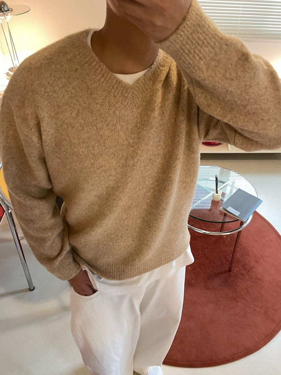 淨色V領針織衫 OREO-121T