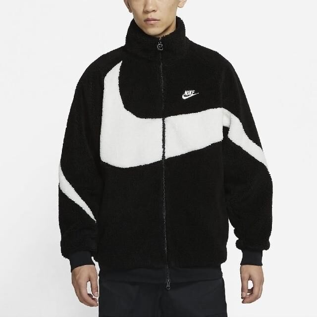 【出清特價】Nike NSW Swoosh Full Zip 搖粒絨雙面穿 大勾外套 黑白 男款 M號 BQ6546-011