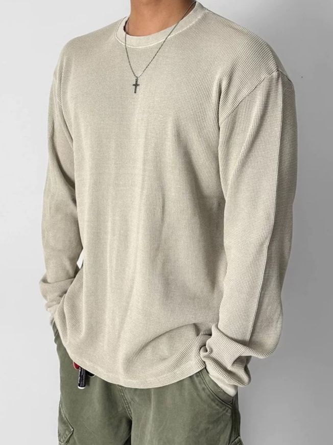 洗水淨色長袖衫 Veil-057T