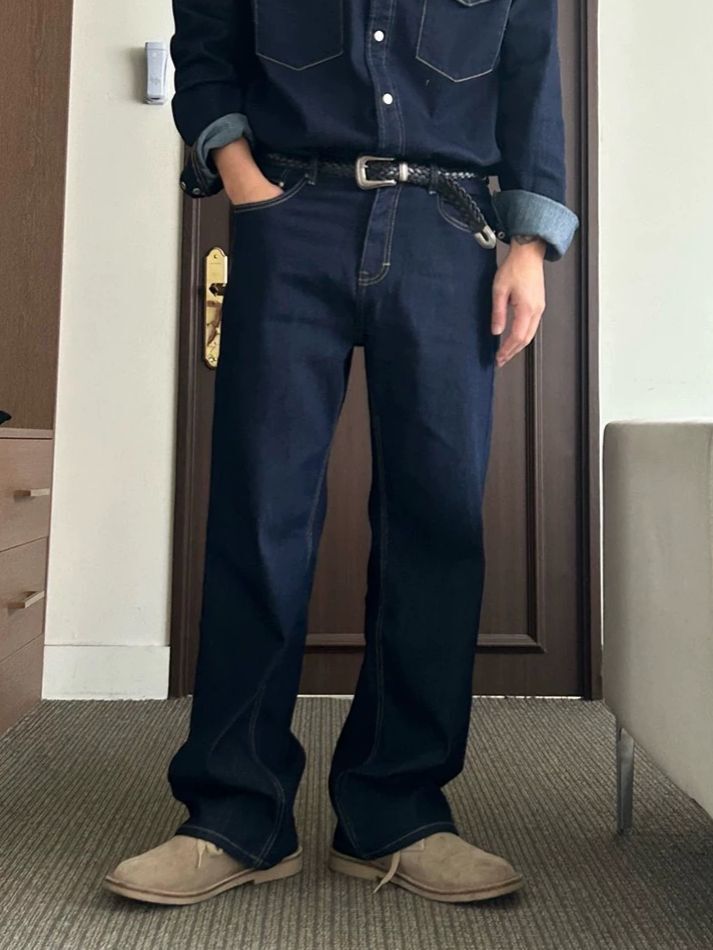 淨色鬆身牛仔褲 Veil-059P