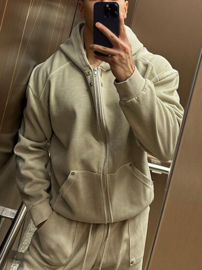 洗水連帽拉鍊外套 Veil-061JK